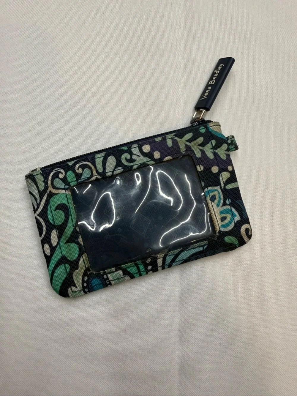 VERA BRADLEY Womens ID Window Zip Pouch Blue Island Medallion Paisley CC8 - Picture 3 of 5